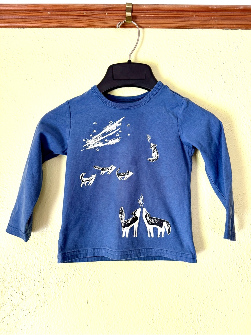 Tea Collection Blue Long Sleeve Tee with Wolf Print